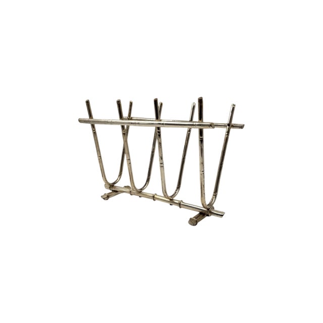 1970s Hollywood Regency Bamboo Shaped Brass Magazine Rack, Italy 1970s For Sale - Image 5 of 9