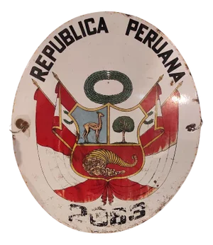 Domed and Enameled Peruvian Republic Sign, 1950s