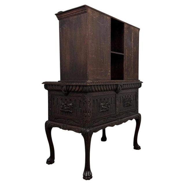 19th Century English Carved Oak Cabinet For Sale - Image 10 of 13