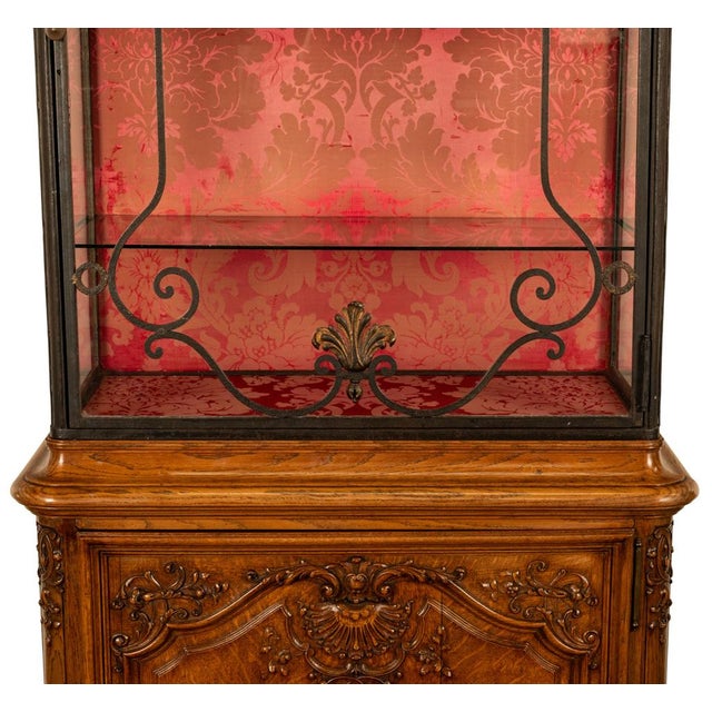 Antique French Louis Vvi Carved Oak Iron & Glass Vitrine by Maison Soubrier 1900 For Sale - Image 14 of 18
