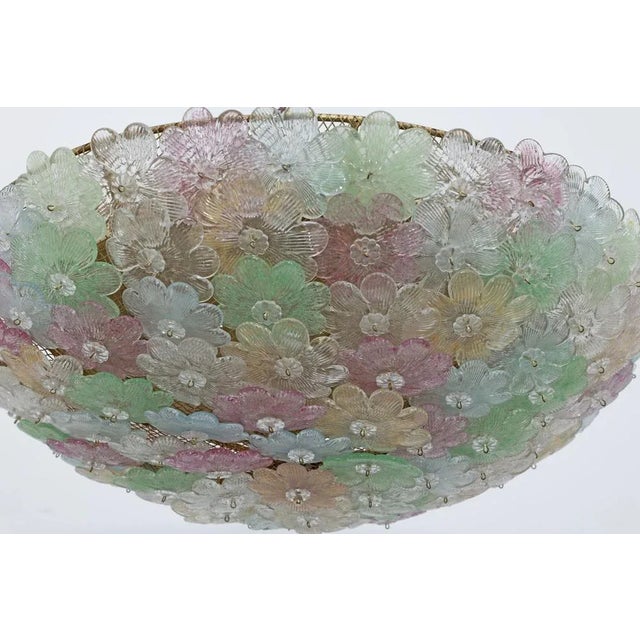 Mid-Century Modern Mid-Century Modern Murano Glass Flower Basket Ceiling Light from Barovier & Toso, 1950 For Sale - Image 3 of 10