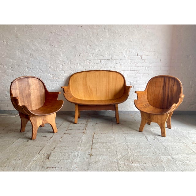 Brutalist Country Style Armchairs and Sofa, Italy, 1960s, Set of 3 For Sale - Image 3 of 17