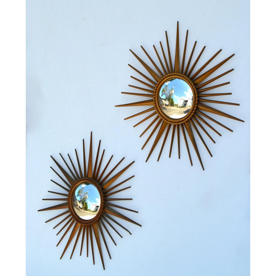 Two Chaty Vallauris Convex Sunburst Mirrors, Wall Mirrors Mid
