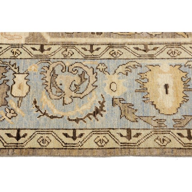 Modern Oushak Style Allover Wool Rug Hand Knotted in Light Brown For Sale In New York - Image 6 of 9