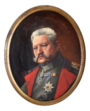 Ernst Zimmer, Paul Von Hindenburg, 20th Century, Painting on Parchment