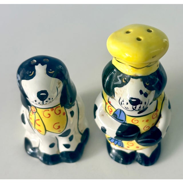 Ceramic 2001 Candace Reiter "Dogzilla" Chef Dogs Ceramic Salt & Pepper Shakers - Set of 2 For Sale - Image 7 of 13