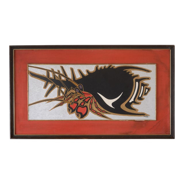 Vintage Hand Carved Sgraffito Wood Hermit Crab Wallhanging For Sale