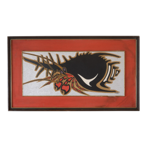 Vintage Hand Carved Sgraffito Wood Hermit Crab Wallhanging