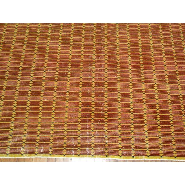 Mid-Century Modern Mid 20th Century Yellow Field Turkish Deco Rug For Sale - Image 3 of 6