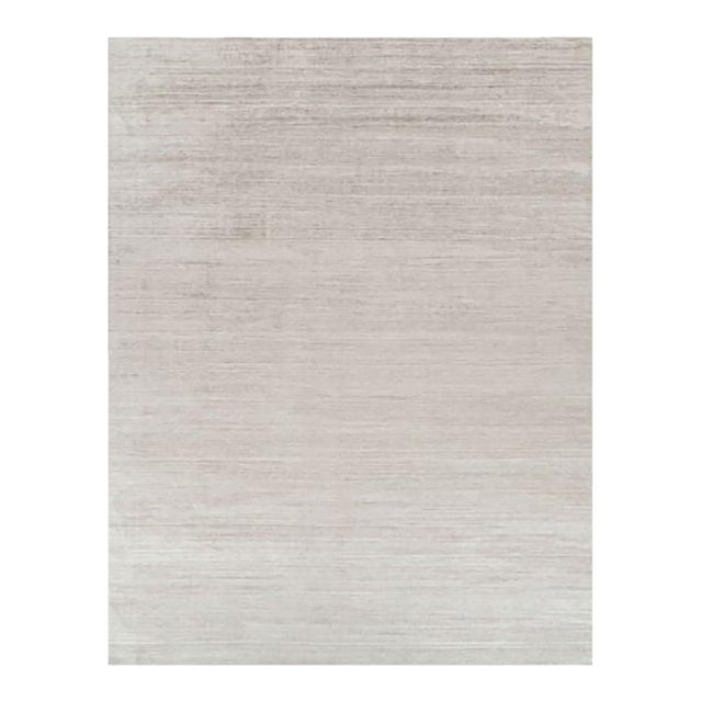 Rug & Kilim’s Oversized Textural Rug in Solid Taupe and White Tones and Striae - 13x17 For Sale