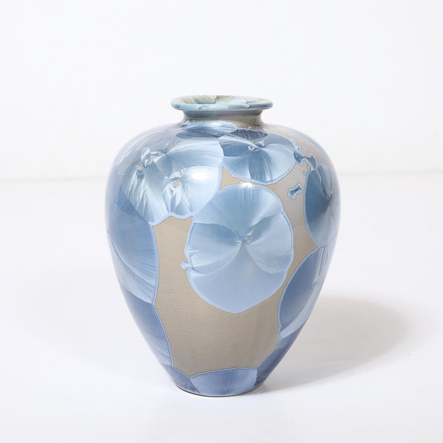 Mid-Century Hand-Thrown Porcelain Crystalline Glaze Ceramic Vase by Sid Oakley For Sale - Image 12 of 15