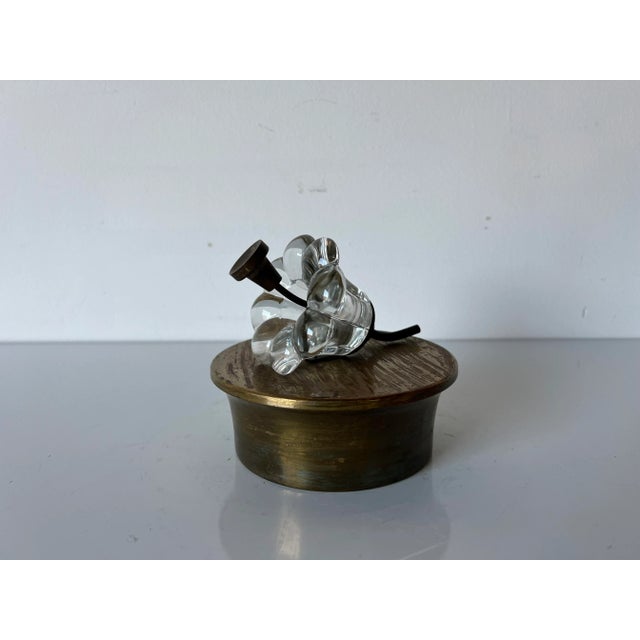 Vintage Art Flower Glass Decorative Brass Box For Sale - Image 11 of 11