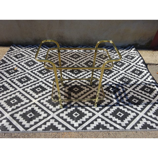 Rolling Serving Cart in Gilded Metal and Glass, 1980s For Sale - Image 16 of 18