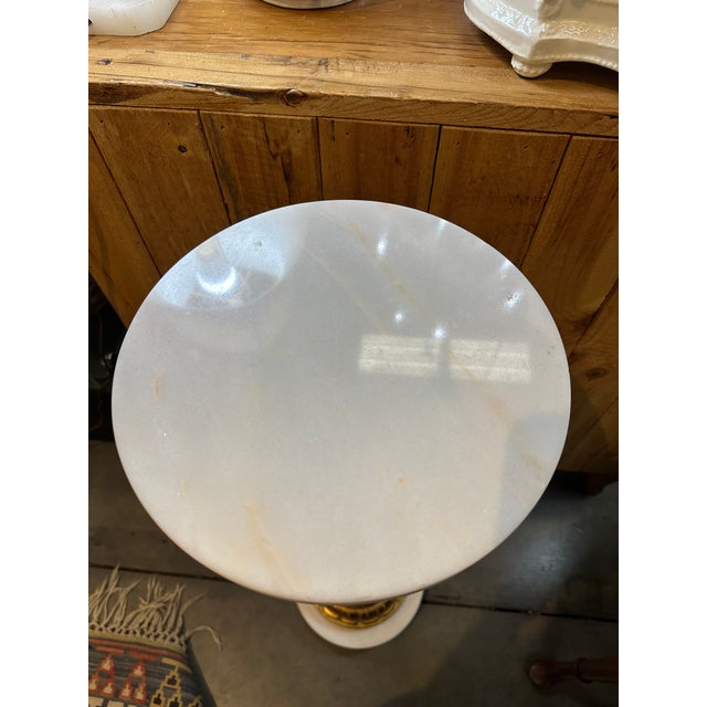 Gold 1950’s. Gilt Wood and Marble Pedestal For Sale - Image 8 of 8