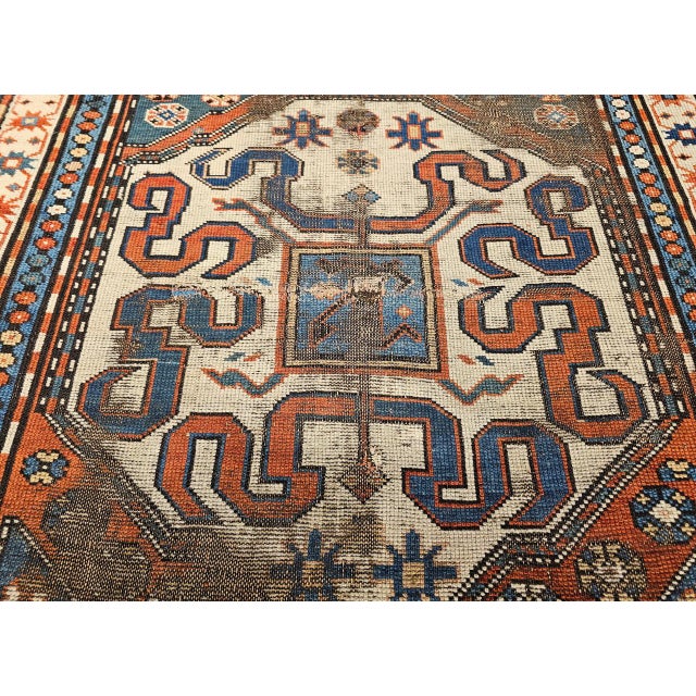 19th Century Caucasian Cloudband Kazak Rug, Hand-Woven Wool, Chondoresh, 4' x 9' For Sale - Image 10 of 13
