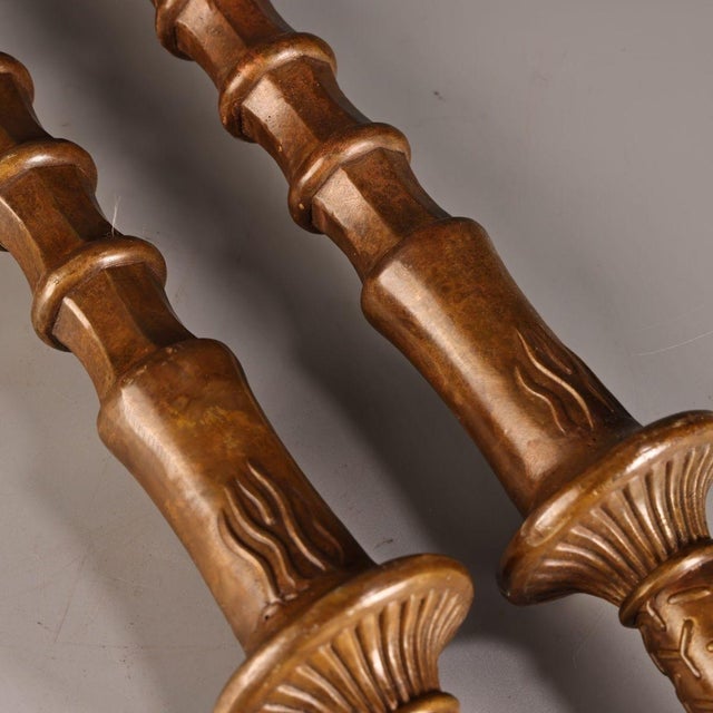 Late 20th Century Pair of Gilt Bronze Mace Weapons (Jian) With Relief Decoration For Sale In Los Angeles - Image 6 of 9