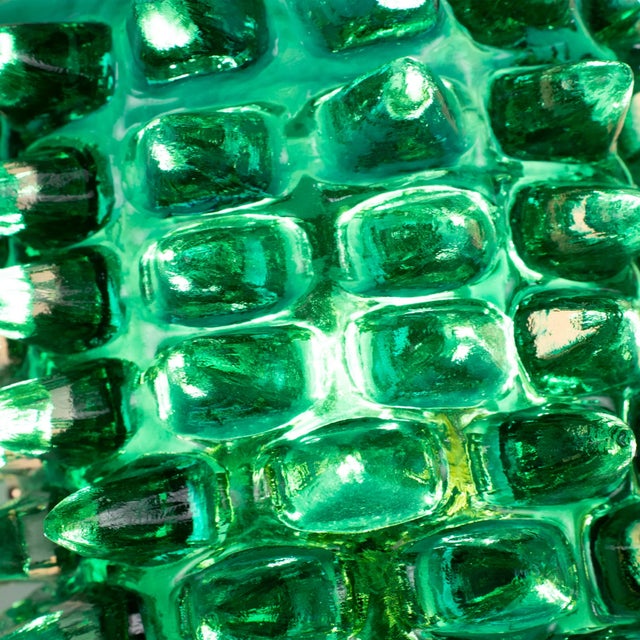 Forest Green Large Green Murano Glass Wall Lamp with Spikes and Gold Finish Frame, 1990s For Sale - Image 8 of 11