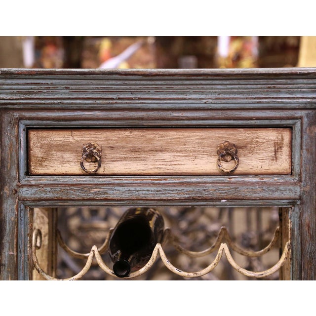 Mid 20th Century Mid-Century French Painted Wood and Wrought Iron Twenty-Four Bottle Wine Rack For Sale - Image 5 of 11