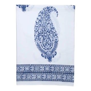 Malabar Large Paisley Flat Sheet, King - Deep Blue For Sale
