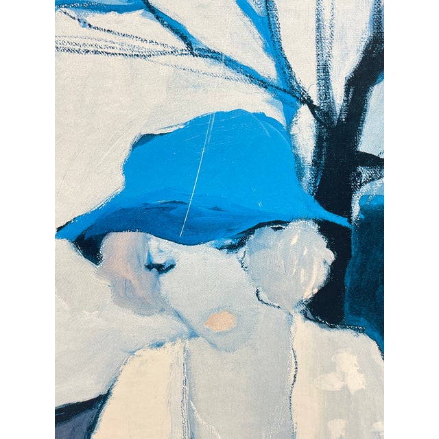 Paper Large Vintage Framed Figurative Wall Art | Four Women at a Café | 59" X 40", C. 1970's For Sale - Image 7 of 12