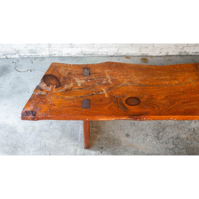 1970s Mid-Century Modern Live Edge Solid Wood Bench For Sale - Image 13 of 18