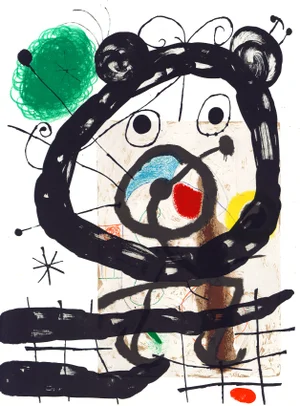 1965 Lithograph "Peintures Sur Cartons" (Composition Xx, Abstract Bear) by Joan Miró