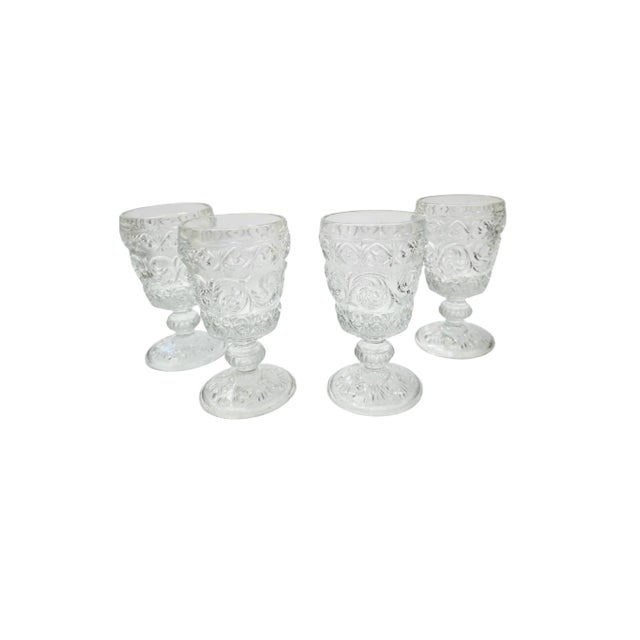 Baccarat Set of 4 Antique Baccarat Arabesque Goblets – Ornate Lead Crystal – Made in France, c.1840s For Sale - Image 4 of 8