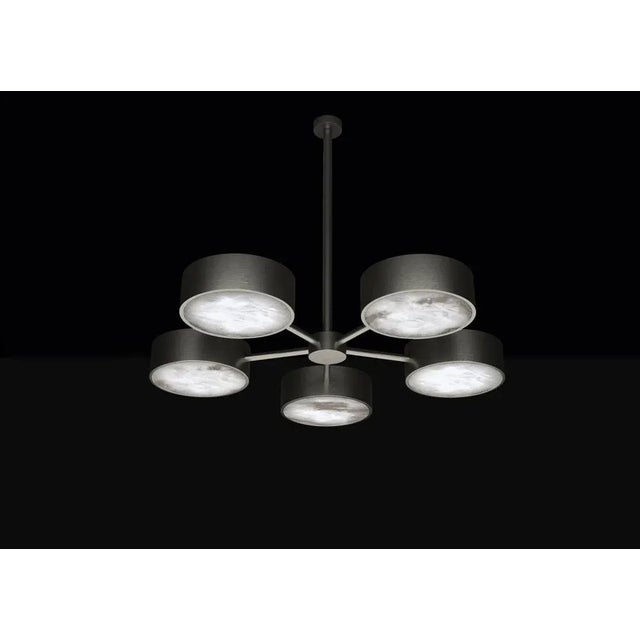 Chaos brushed black metal chandelier by alabastro italiano dimensions: d 97 x w 100 x h 84.5 cm. Materials: white...