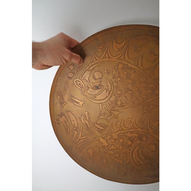 Metal Scandinavian Wall Plate with Two Fishes by Björn Wiinblad, 1960s For Sale - Image 7 of 14