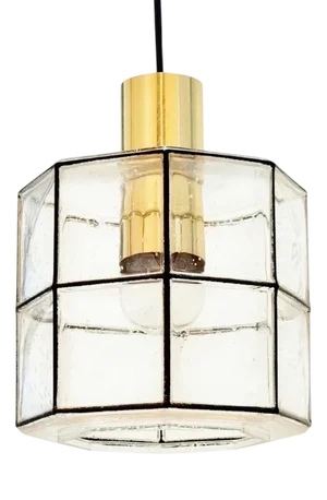 Mid-Century Modern Glass and Brass Pendant from Limburg, 1960s