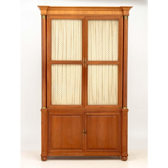 Empire Style Cherrywood Bookcase Cabinet. 85" H x 52" W x 21" D. Provenance: From a Forest Hills Gardens Estate.