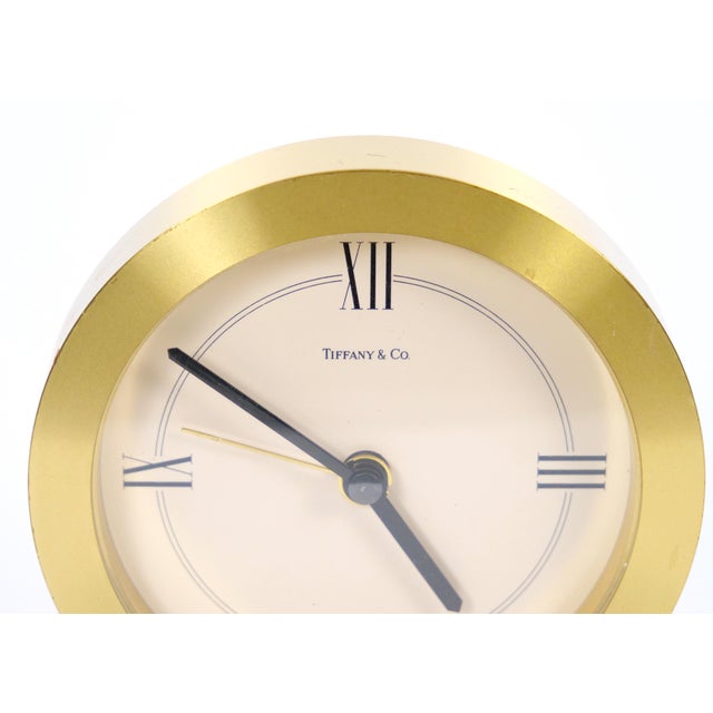 Gold Tiffany & Co. Gilt Bronze and Marble Desk Clock, Circa 1960 For Sale - Image 8 of 9