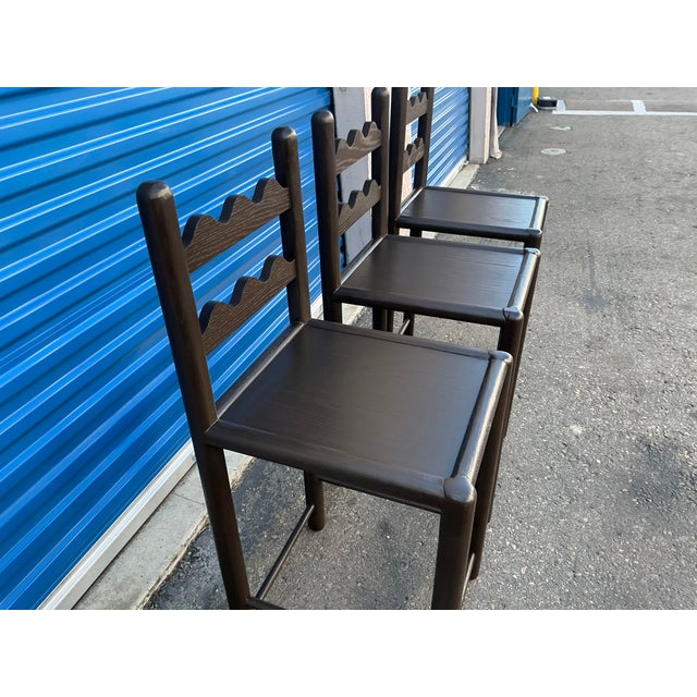 Solid Oak Country French Counter Stools-4 For Sale - Image 4 of 10