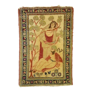 Antique Persian Tabriz Pictorial Rug - 01'08 X 02'06