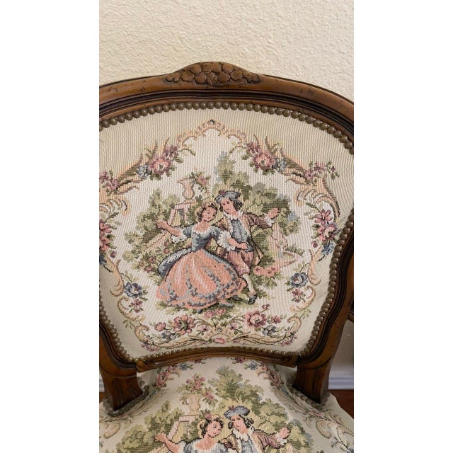 20 Century Chateau d'Ax Louis XV Tapestry Armchair For Sale - Image 11 of 12