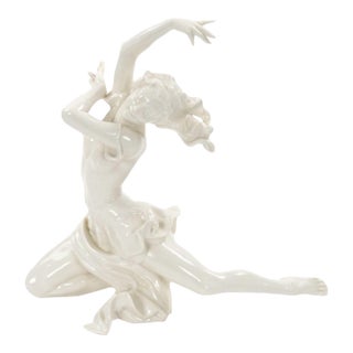 Art Deco German White Glazed Porcelain Dancing Figure, Circa 1920s For Sale