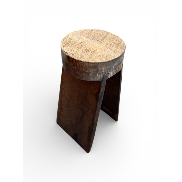 28" - Handcrafted Sculptural Solid Wood Espresso "Halo" Stool For Sale In Columbia, SC - Image 6 of 11