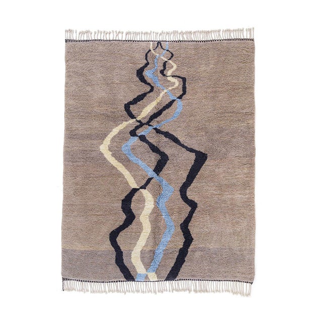 Absatract Hand-Knotted Wool Rug by Azele Studio For Sale - Image 9 of 9