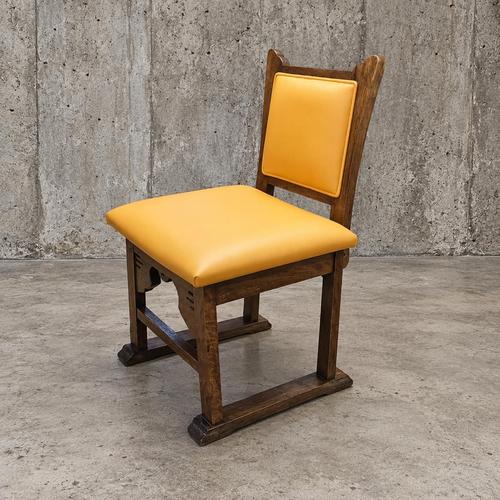 Brutalist Brutalist Oak Dining Chairs with Leather Seats, 1960s, Set of 4 For Sale - Image 3 of 5