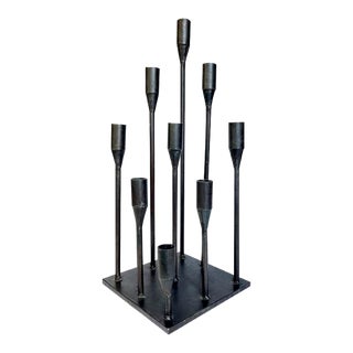 Harry Bertoia Style Mid Century Modern Iron Candelabra For Sale