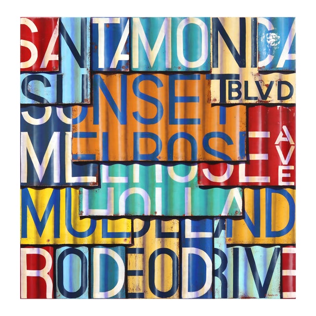 Mulholland Drive - Photorealistic Oil and Enamel Colorful Painting on Canvas Original Artwork by Ross Tamlin For Sale