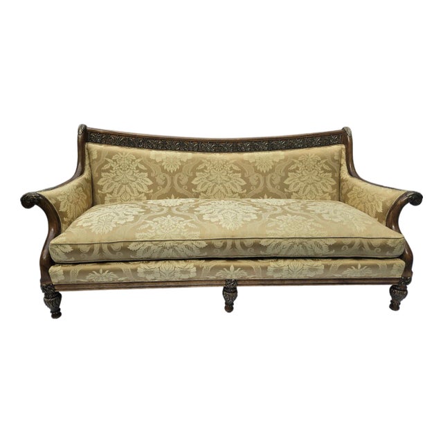 Century French Louis XVI Hand-Carved Walnut Sofa For Sale
