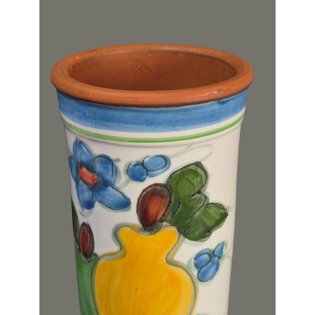 Late 20th Century Vintage Italian Colorful Majolica Glazed Terra-Cotta Utensil Holder Wine Cooler For Sale - Image 5 of 9