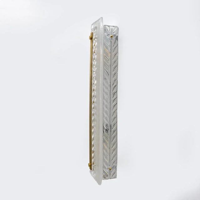 Art Deco Brass and Textured Murano Glass Sconces, 2000s, Set of 2 For Sale - Image 4 of 11