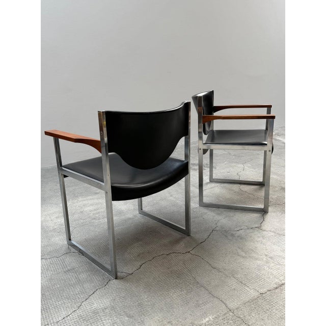 Bauhaus Office Armchairs in Leather and Nutwood from Lübke, Germany, 1960s, Set of 2 For Sale - Image 11 of 13