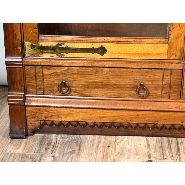 Antique Eastlake Victorian Walnut Triple Bookcase C. 1880 For Sale - Image 9 of 12