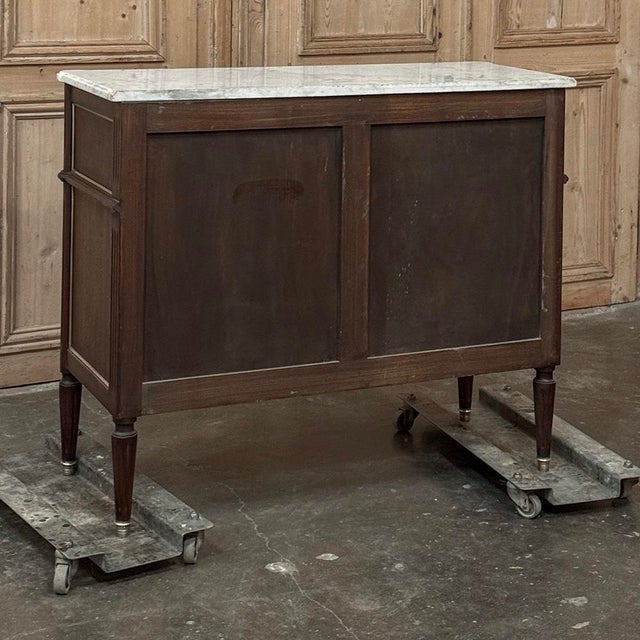 Antique French Louis XVI Mahogany Commode With Carrara Marble For Sale - Image 15 of 15
