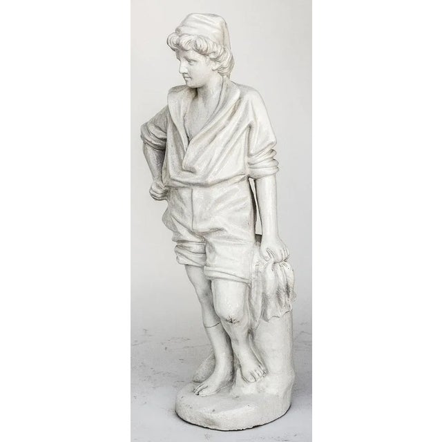 Vintage Statue of a French Boy Holding Fish 38" High For Sale - Image 11 of 11