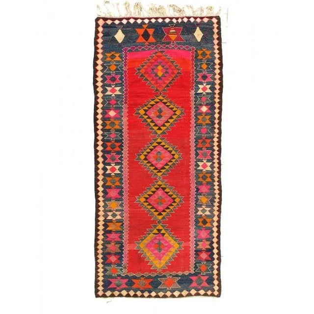 1960s Shiraz Kilim Design Rug For Sale - Image 4 of 4