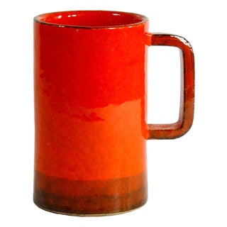 Italian Orange and Red Ceramic Mug from Keramos di Ghigo, 1960s For Sale